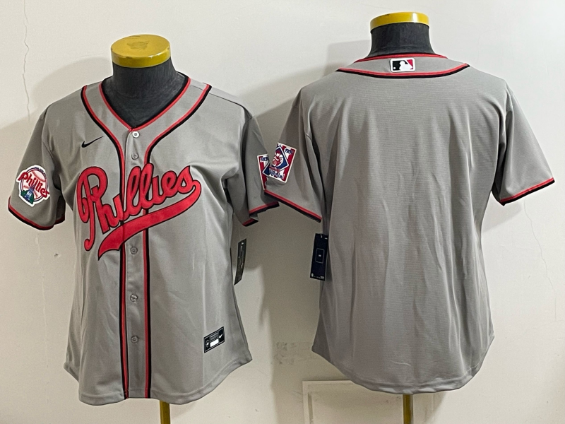 Women 2026 Philadelphia Phillies blank grey Game Nike MLB Jersey 083000->youth mlb jersey->Youth Jersey